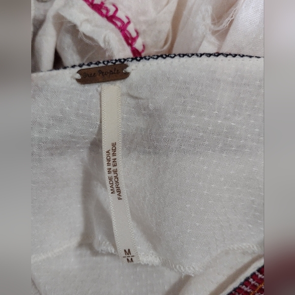 Free People Wild One Embroidered Balloon Sleeves Oversized Mini Dress Size M - Picture 7 of 9